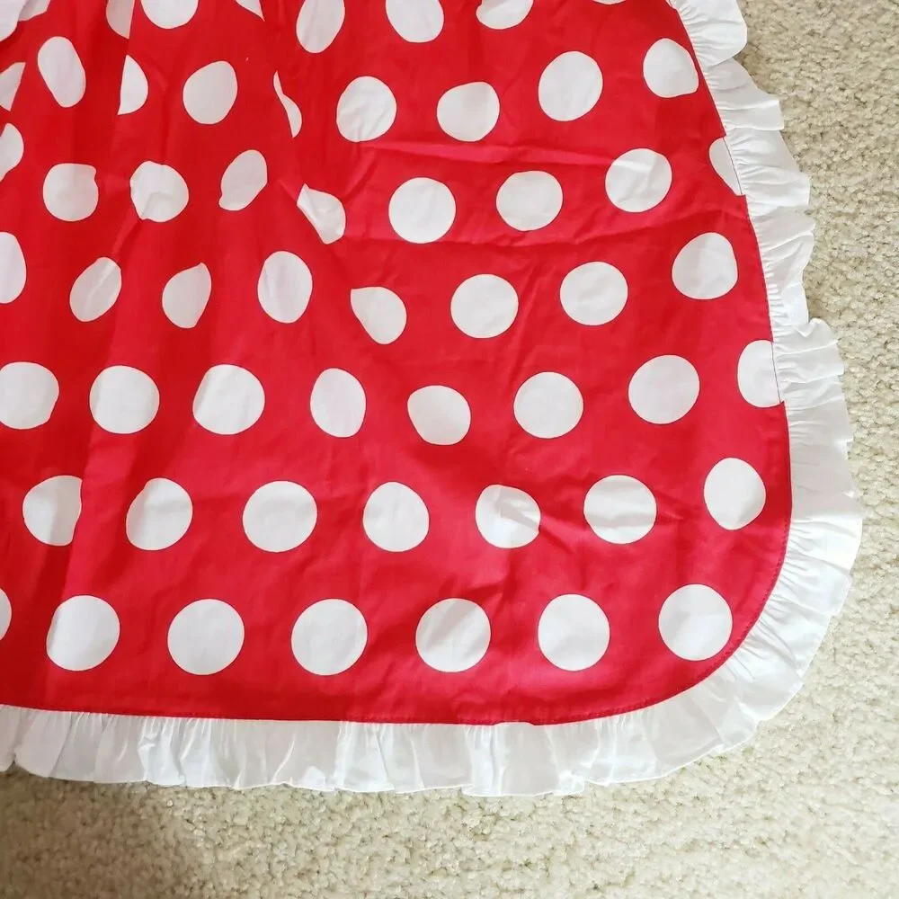 Disney Parks Minnie Mouse Apron Red White Polk A Dot Tie Back Authentic Retro